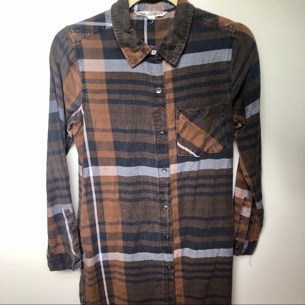 Brown + Blue Flannel Dress